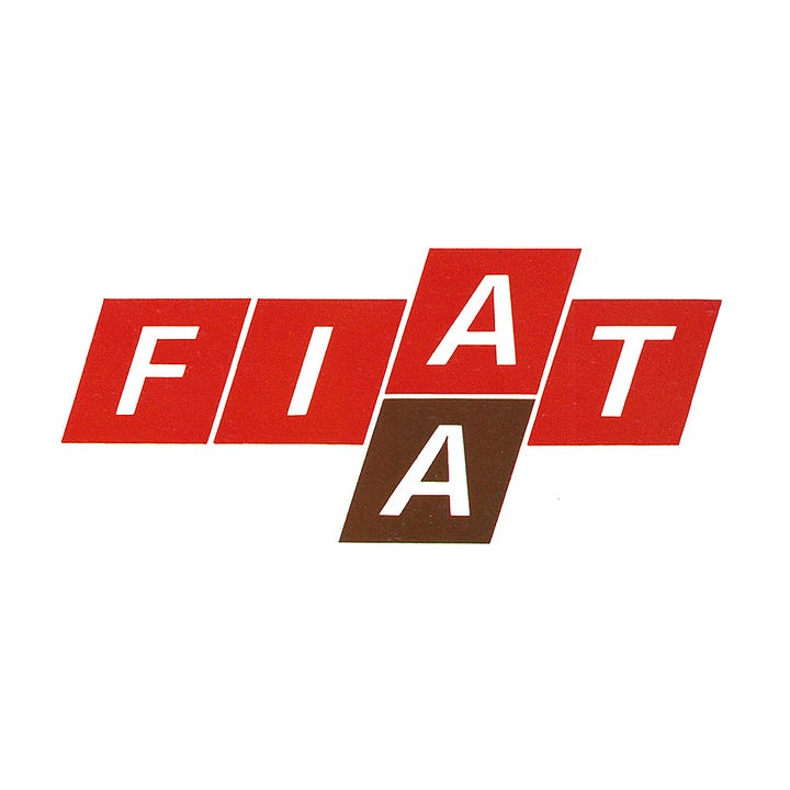 FIAT logo design, Armin Vogt, 1968, LogoArchive, Logo Histories