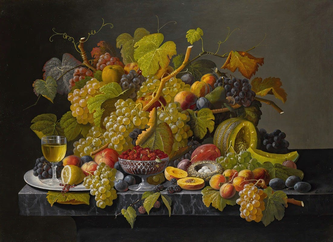 Severin Roesen - Still life with grapes and wine Severin Roesen - Still life with grapes and wine