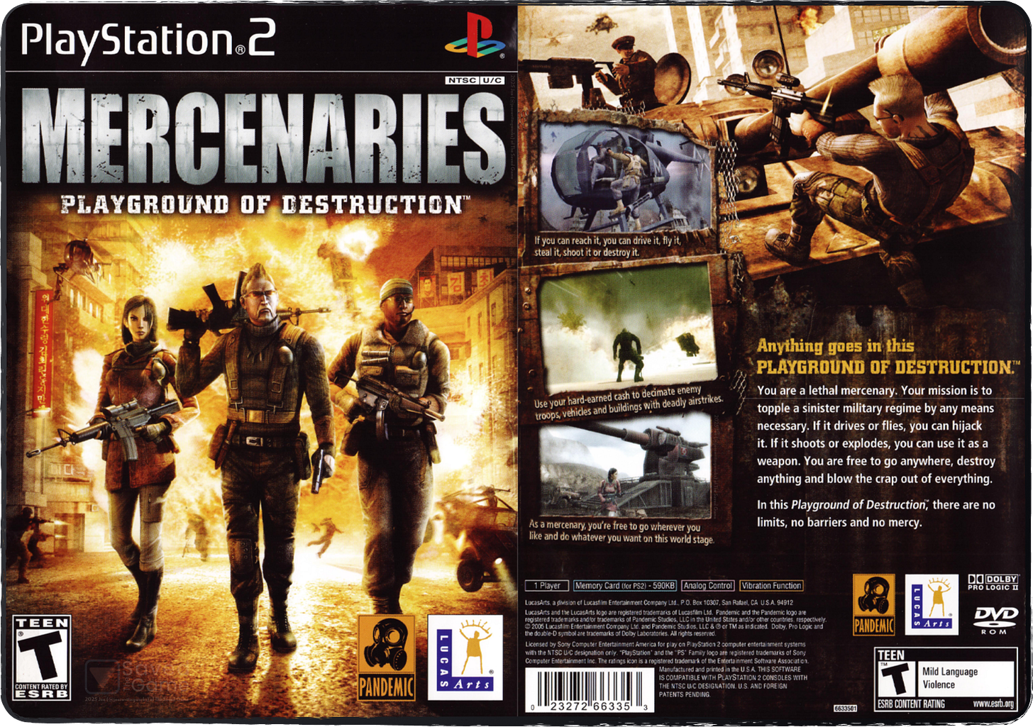 Box art and cover for my copy of Mercenaries on the PS2!