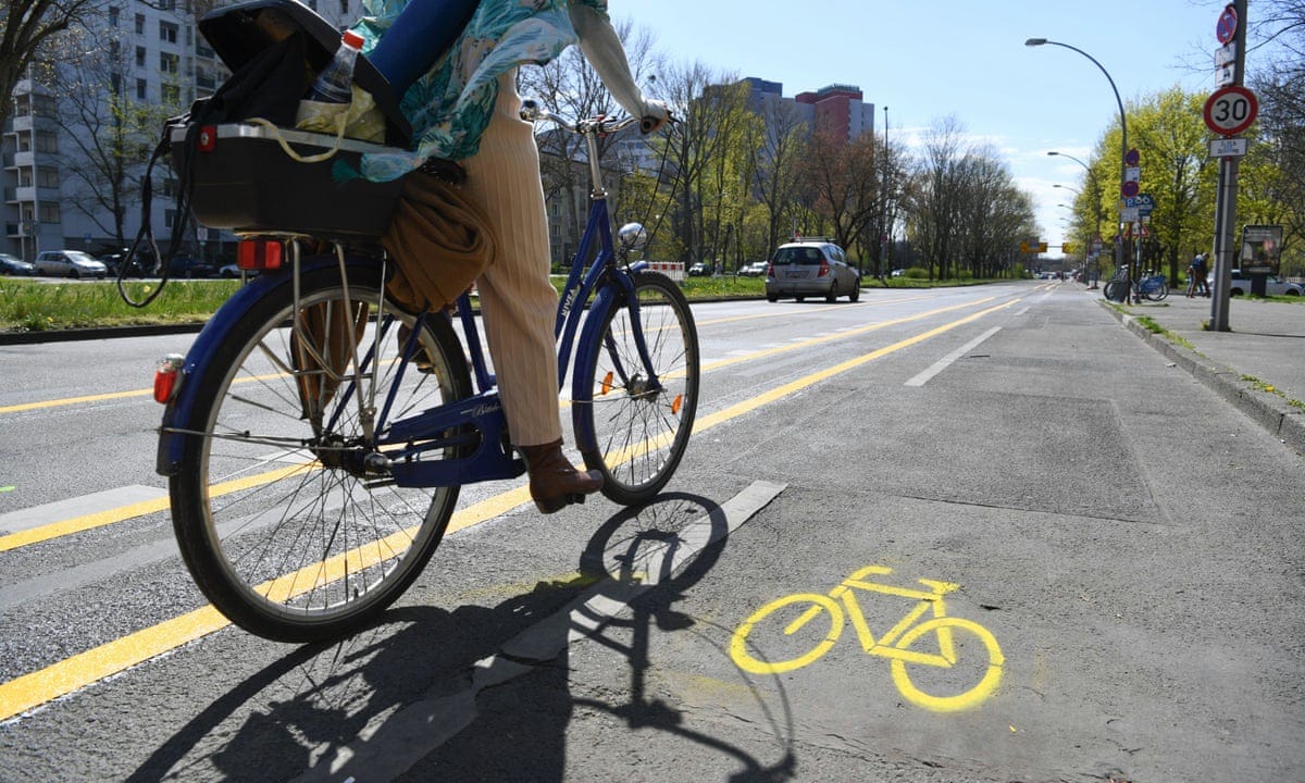 Pop-up bike lanes help with coronavirus physical distancing in Germany |  Coronavirus | The Guardian