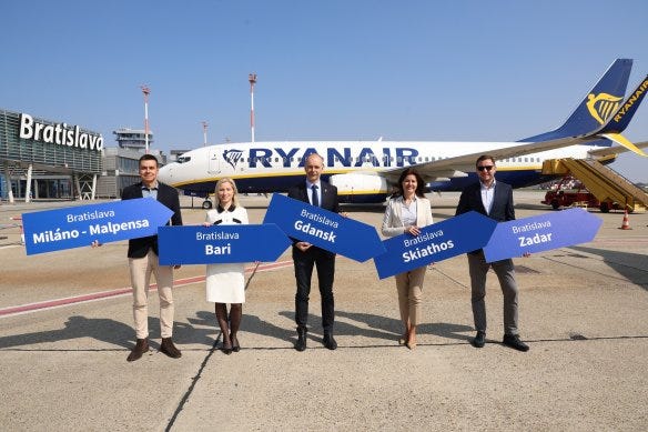 Bratislava Airport Celebrates 10 Years of Ryanair's Base with Five New Routes Bratislava Airport Celebrates 10 Years of Ryanair's Base with Five New Routes