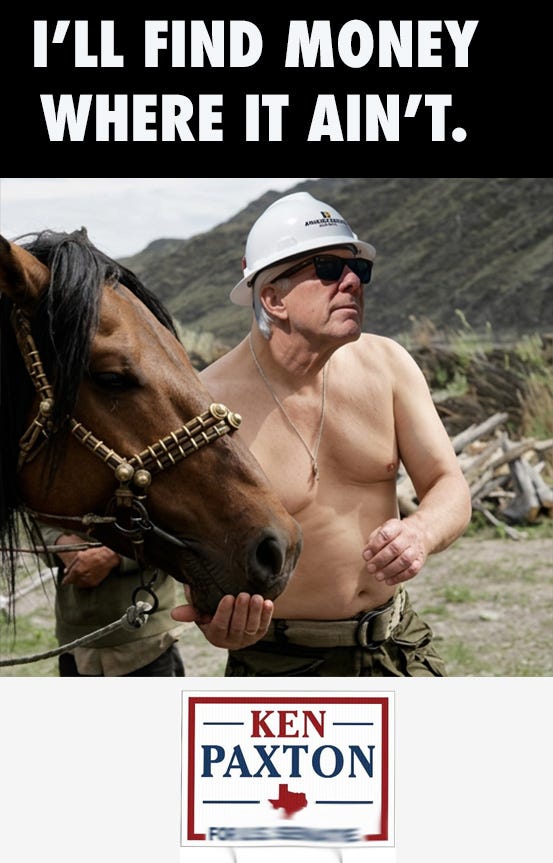 Paxton with a horse saying I'll find money where it ain't Paxton with a horse saying I'll find money where it ain't