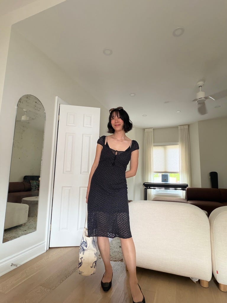 flowy black tie dress 21Six STELLA SILK SATIN BOW TIE DRESS
