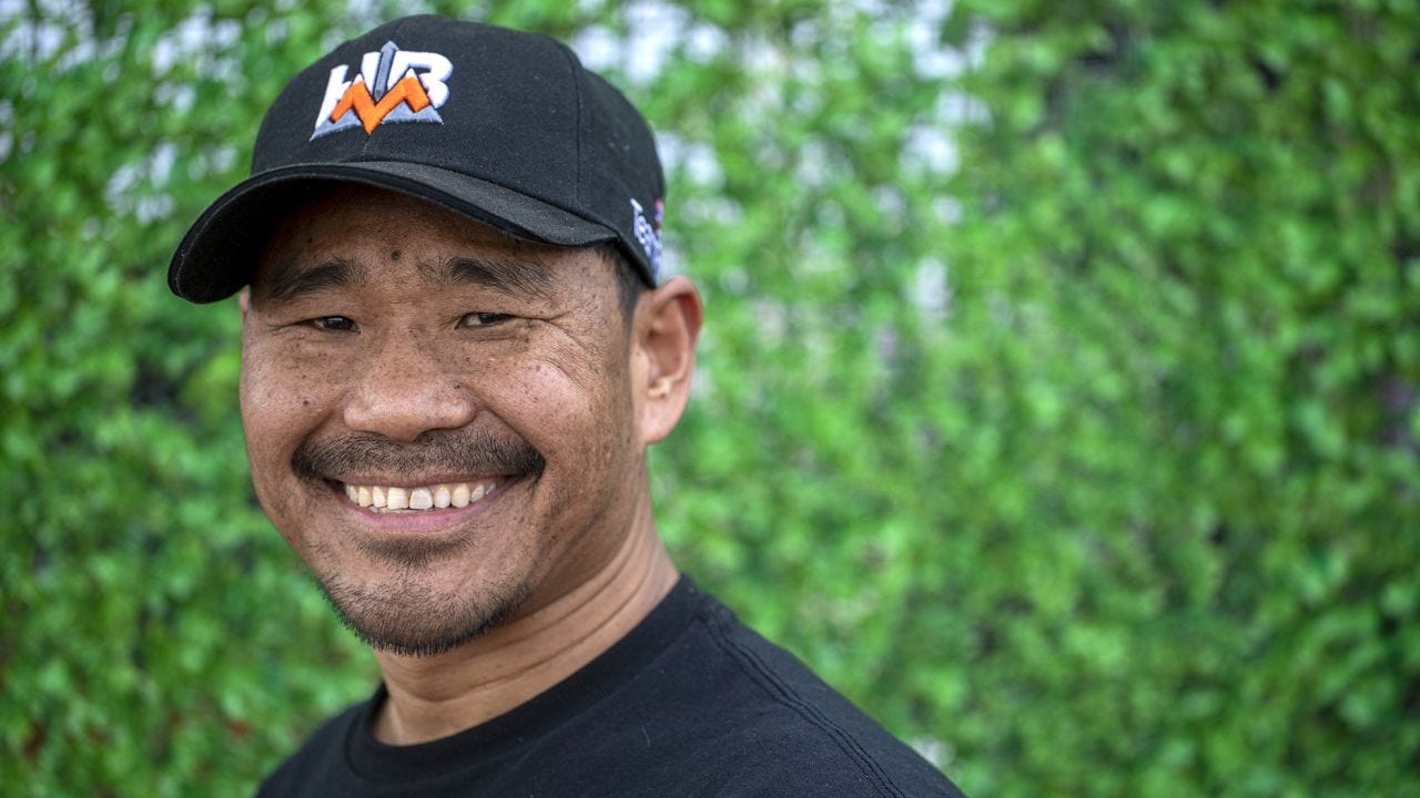 Hari Budha Magar speaks with members of the media in Kathmandu, Nepal on April 2, 2023, ahead of his Mount Everest expedition. 