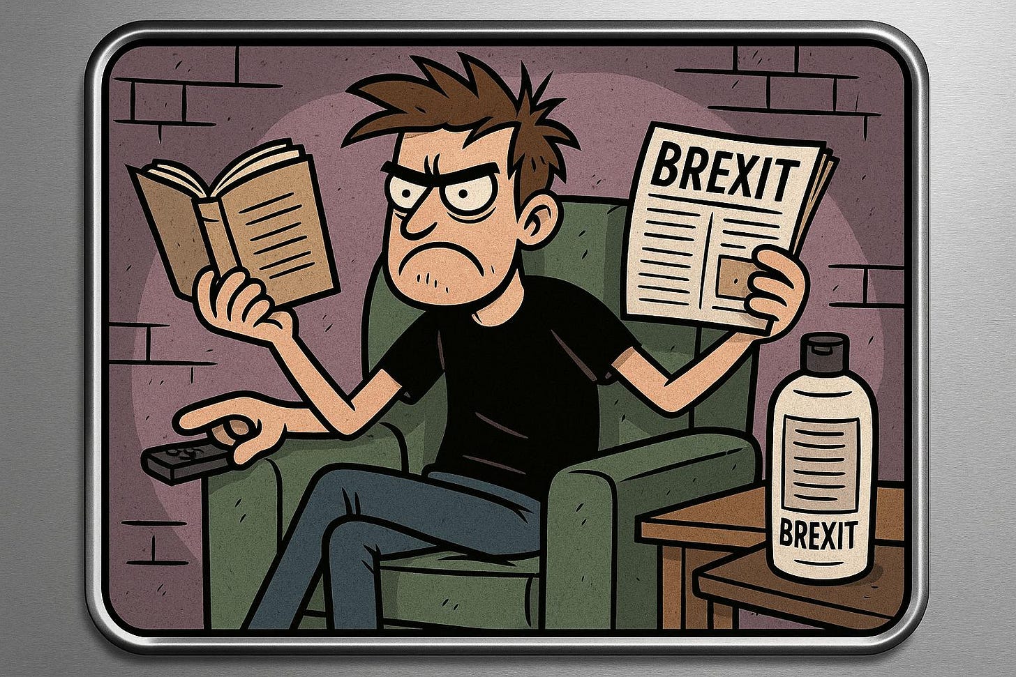 Brexit Overload – Angry Man Surrounded by Brexit Media Brexit Overload – Angry Man Surrounded by Brexit Media