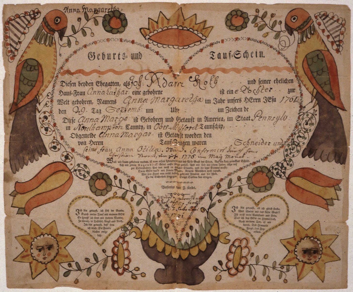 From The National Archives: Revolutionary War Frakturs collection on flickr, for Philip Frey of Pennsylvania, ca 1800 - ca 1900. Frakturs in this collection were generally used for bounty-land warrant applications or Revolutionary War pensions, to p…