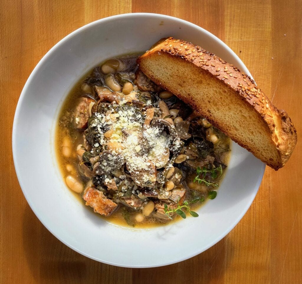 porcini soup in bowl