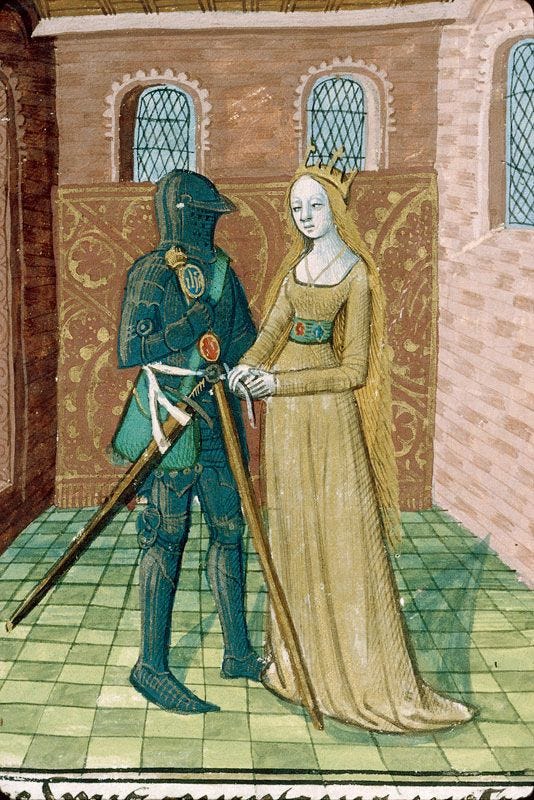 This may contain: an illustration of a man and woman dressed in medieval clothing standing next to each other This may contain: an illustration of a man and woman dressed in medieval clothing standing next to each other