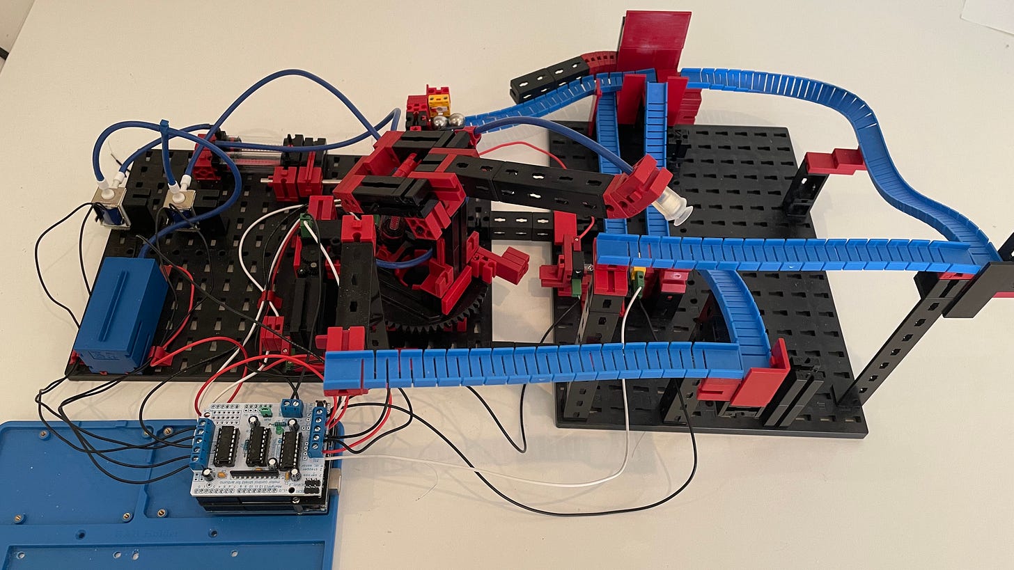 Arduino controlled Fischertechnik marble track