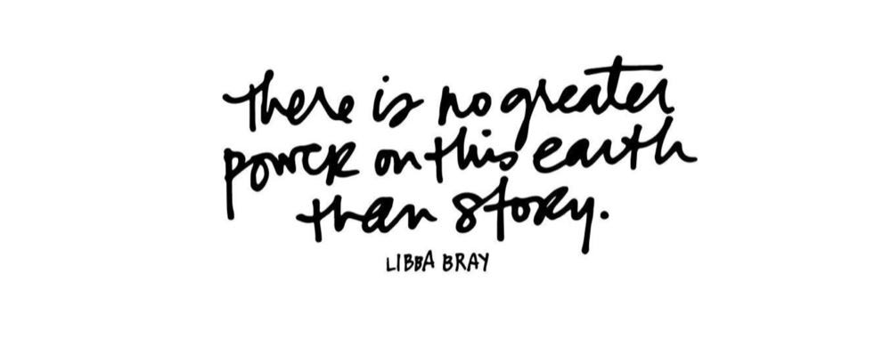 Grafika z cytatem: There is no greater power on this earth than story.
