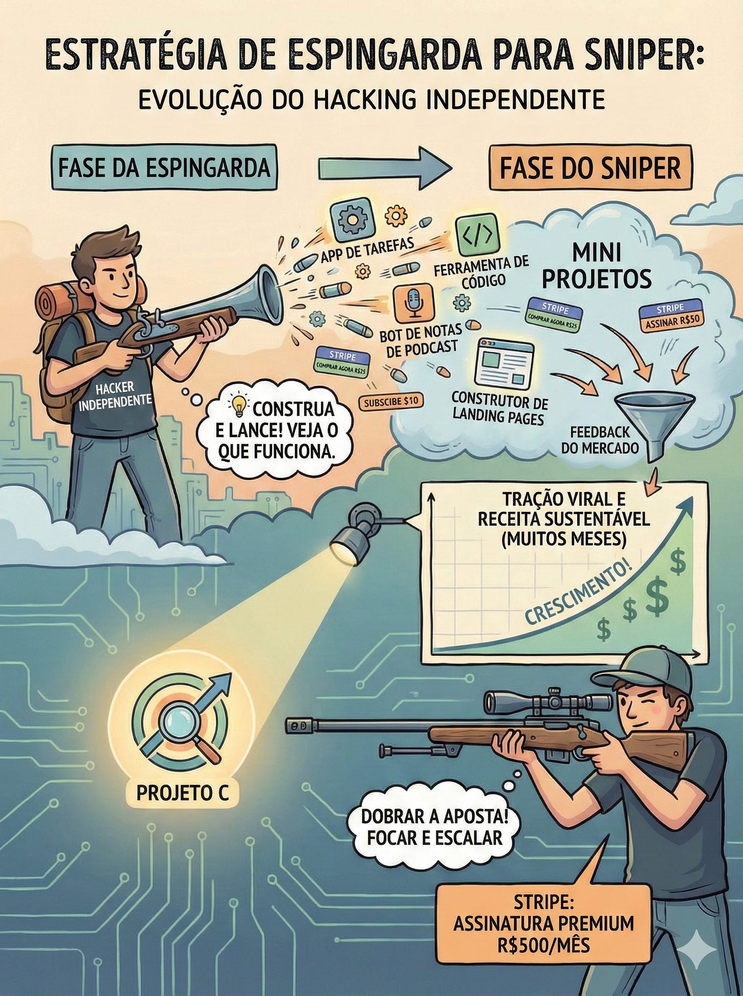 Estratégia de começar sem foco e depois focar na que mais de certo para empreender em 2026