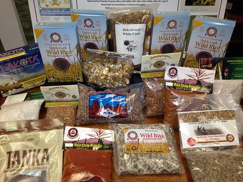A sampling of foods produced for sale by Native American businesses. USDA photo by John Lowery.A sampling of foods produced for sale by Native American businesses. USDA photo by John Lowery.