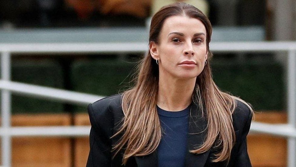Coleen Rooney leaving court. Coleen Rooney leaving court.