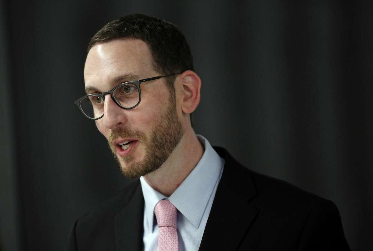 California State Senator Scott Wiener speaks during a press conference at the offices of Stitch Fix in San Francisco, Calif., on Monday Jan. 29, 2018.