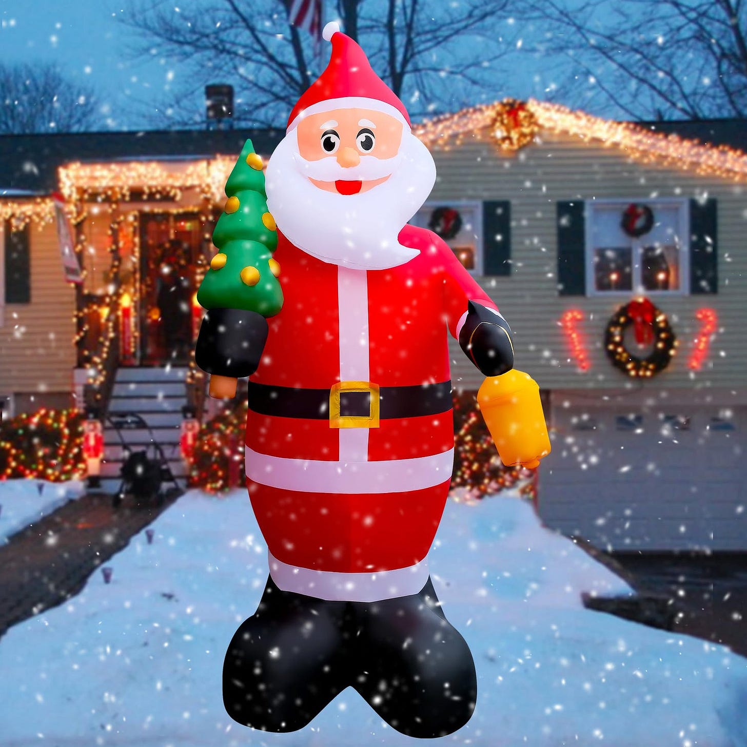 10 FT LED Light Up Inflatable Christmas Santa Claus with Xmas Tree Dec –  SeasonBlow