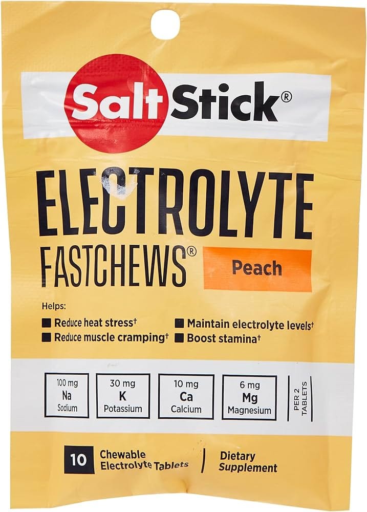 Amazon.com: SaltStick Fastchew Electrolyte Replacement Tablets for  Rehydration, Packet of 10 Tablets, Peach, 10 Count (7201761) : Health &  Household