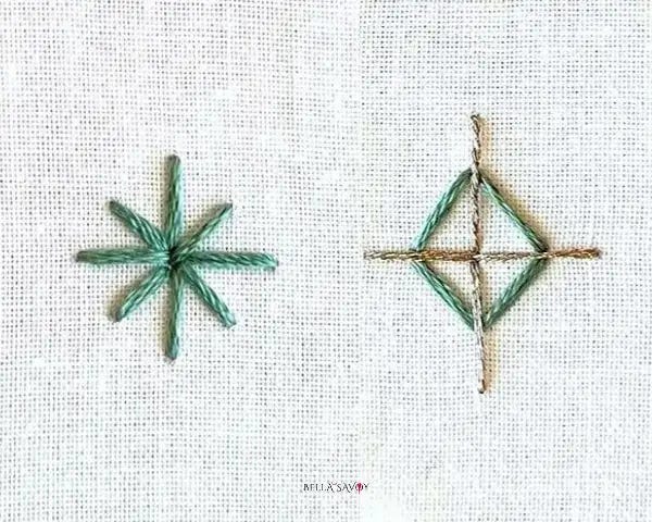 accent stitches next to each other