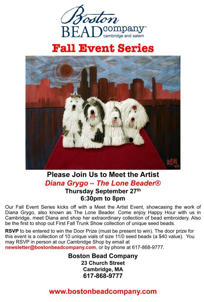 The Lone Beader artist reception Boston Bead Company Harvard Square beaded embroidery beads The Lone Beader artist reception Boston Bead Company Harvard Square beaded embroidery beads