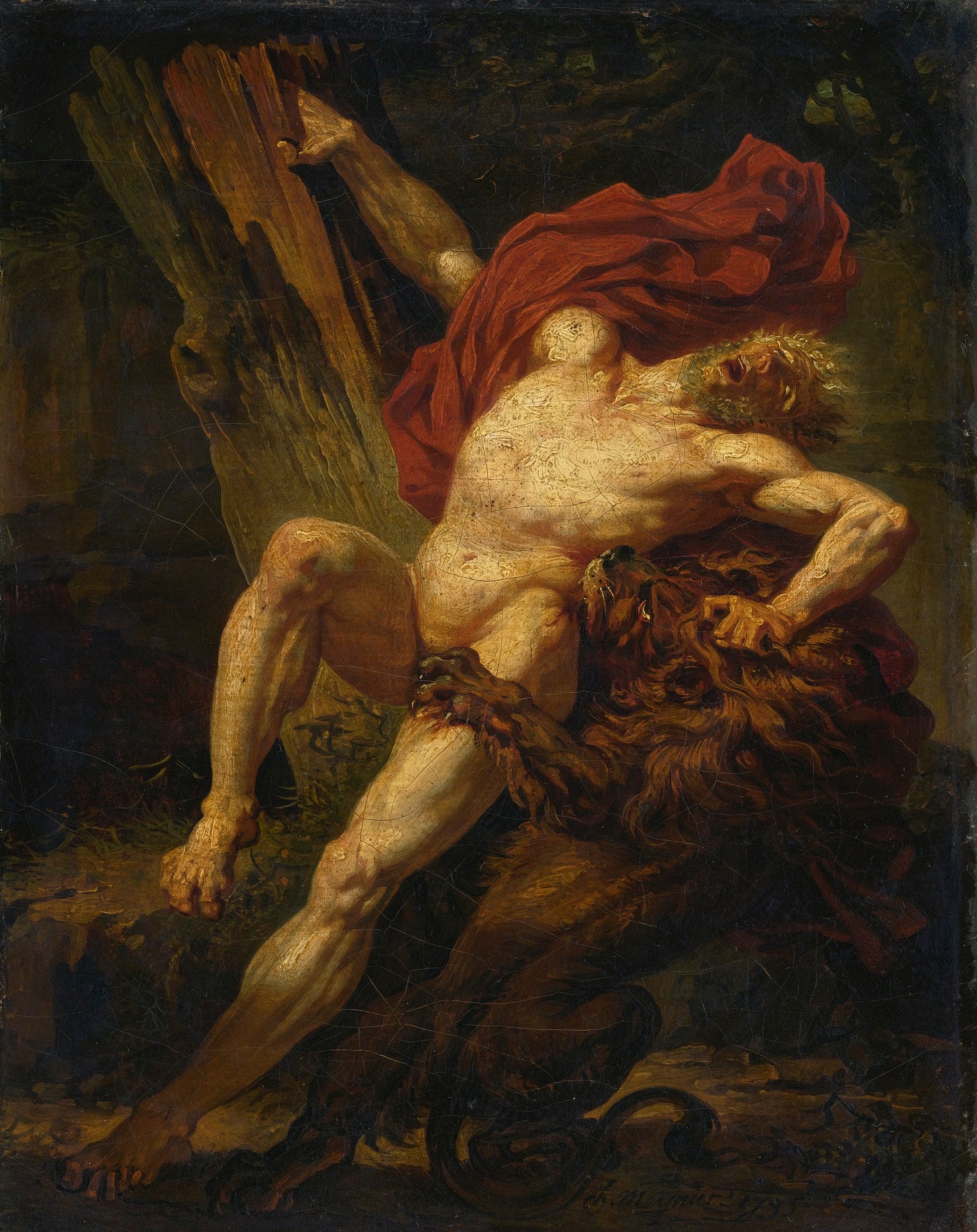 File:Charles Meynier - Milo of Croton Attacked by a Lion, 1795.jpg -  Wikimedia Commons