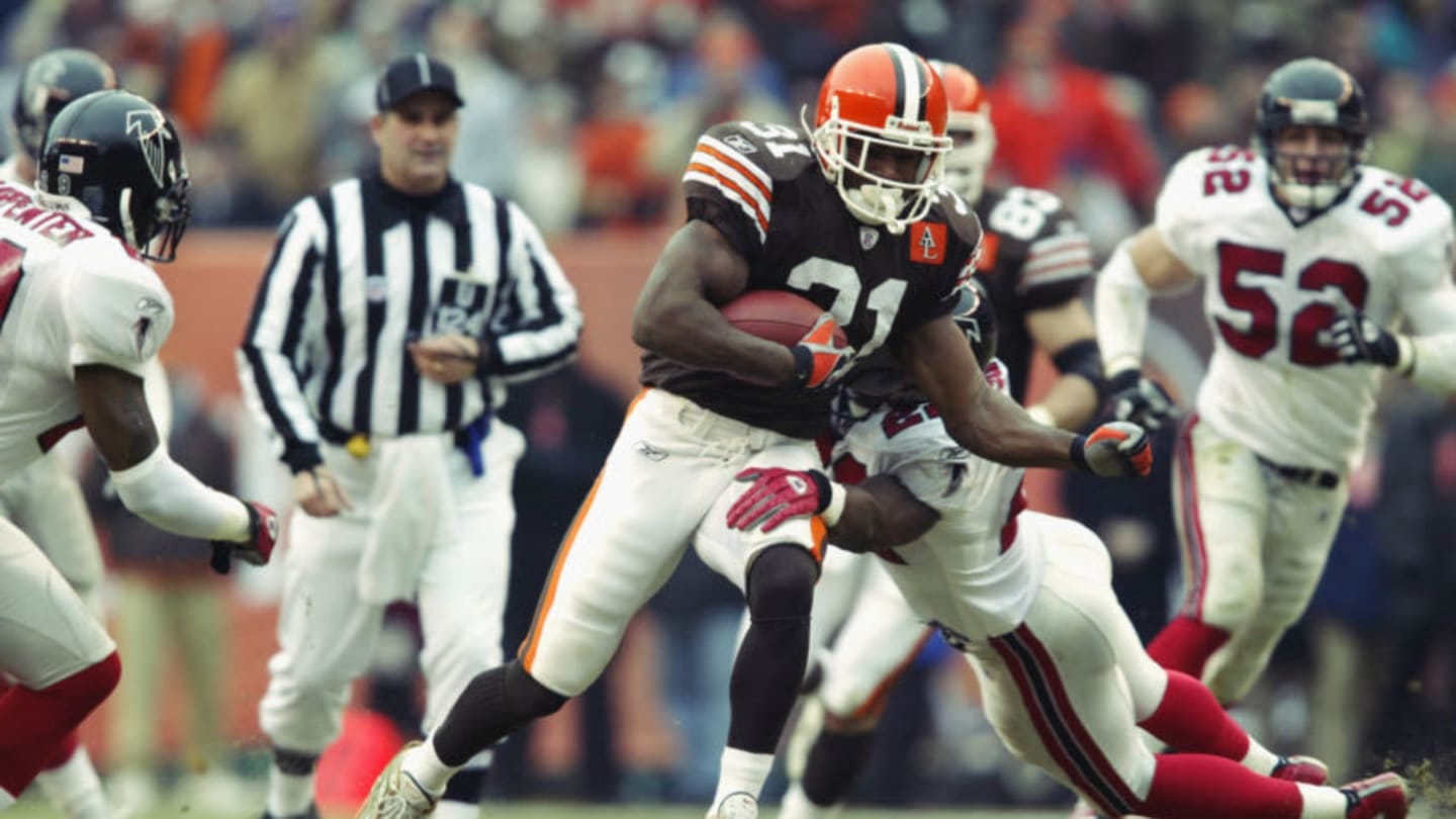 Cleveland Browns running back William Green runs against the Atlanta Falcons, December 2002