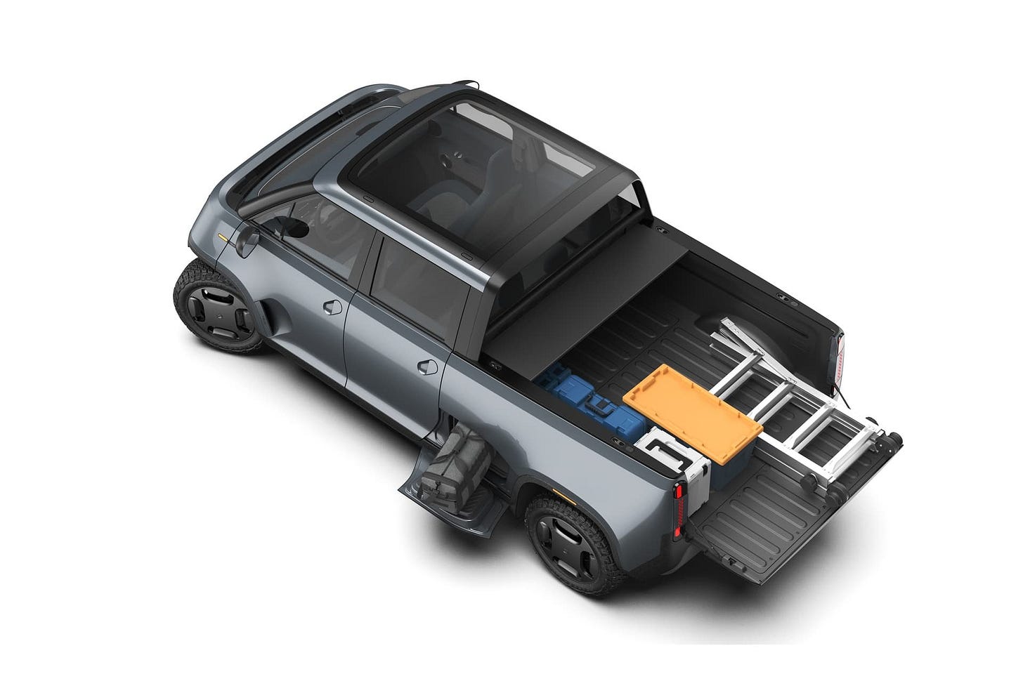 TELO truck with plywood sheets and open tailgate.