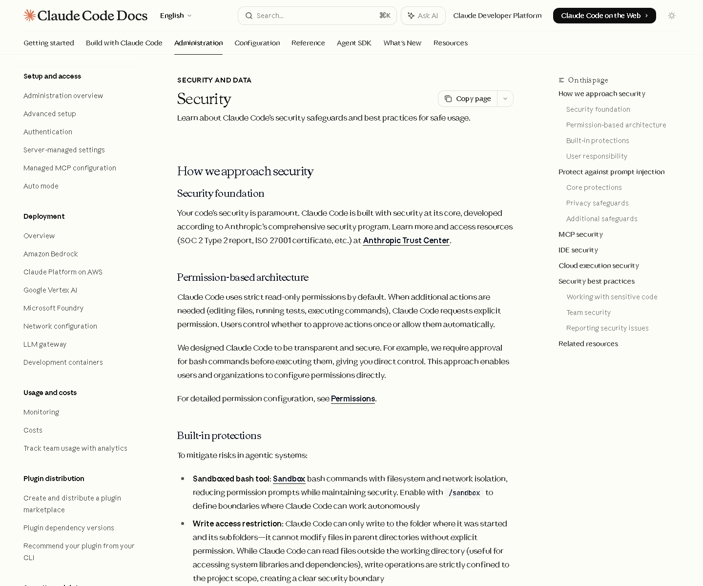 Anthropic Claude Code security reference screenshot Anthropic Claude Code security reference screenshot