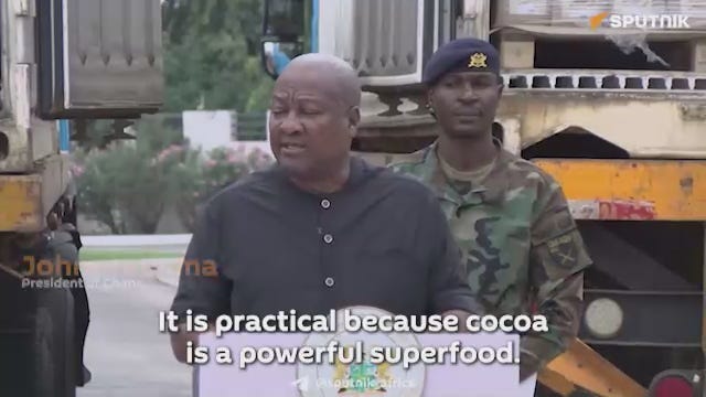 Η Γκάνα δωρίζει 40 τόνους προϊόντων κακάο ως ανθρωπιστική βοήθεια στην Παλαιστίνη