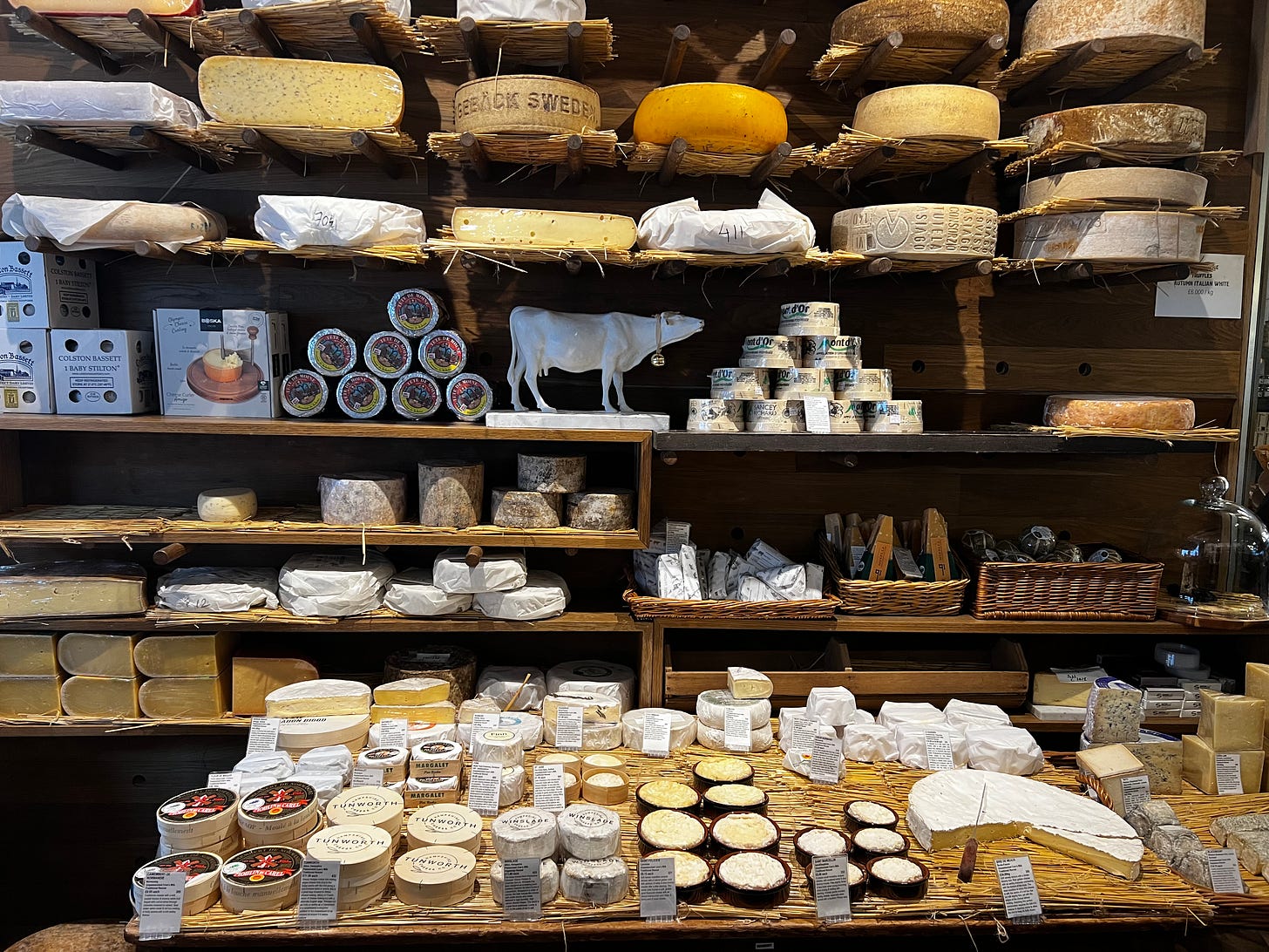 Cheese display at La Fromagerie