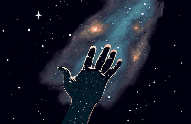 Hand reaching for the stars vector art concept dreaming of achieving your goal symbol of hope | Premium Vector Hand reaching for the stars vector art concept dreaming of achieving your goal symbol of hope | Premium Vector