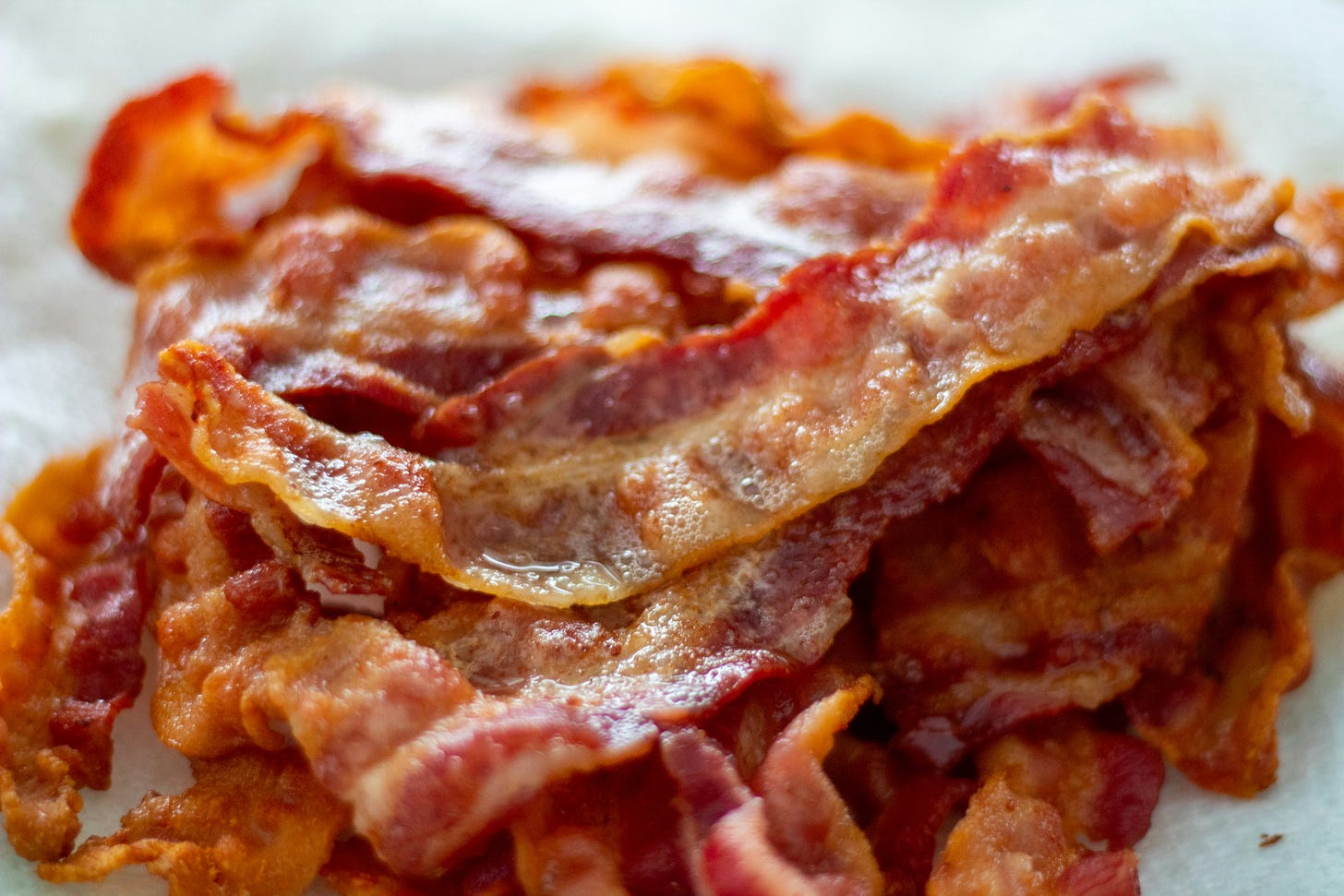 Crispy bacon on a plate