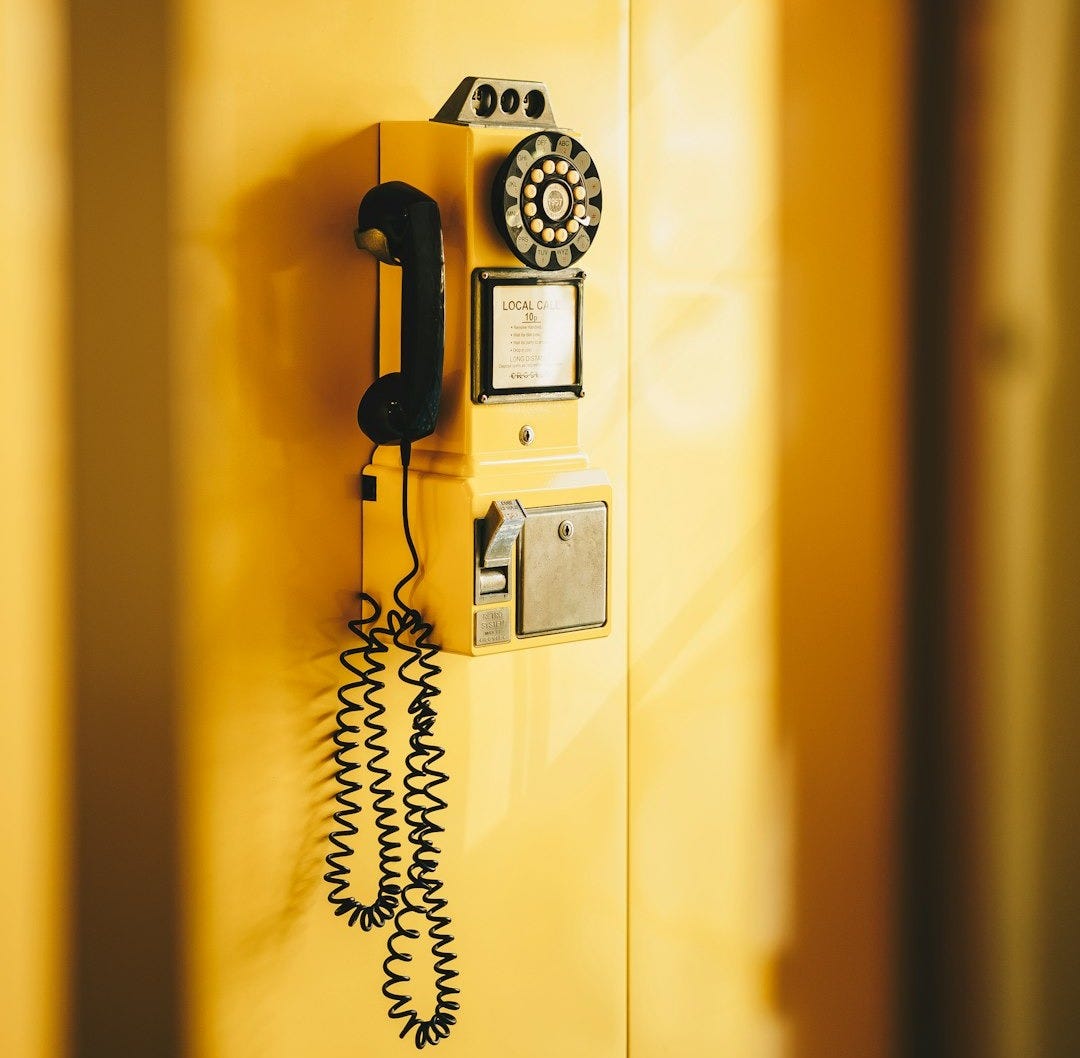 a telephone on a wall