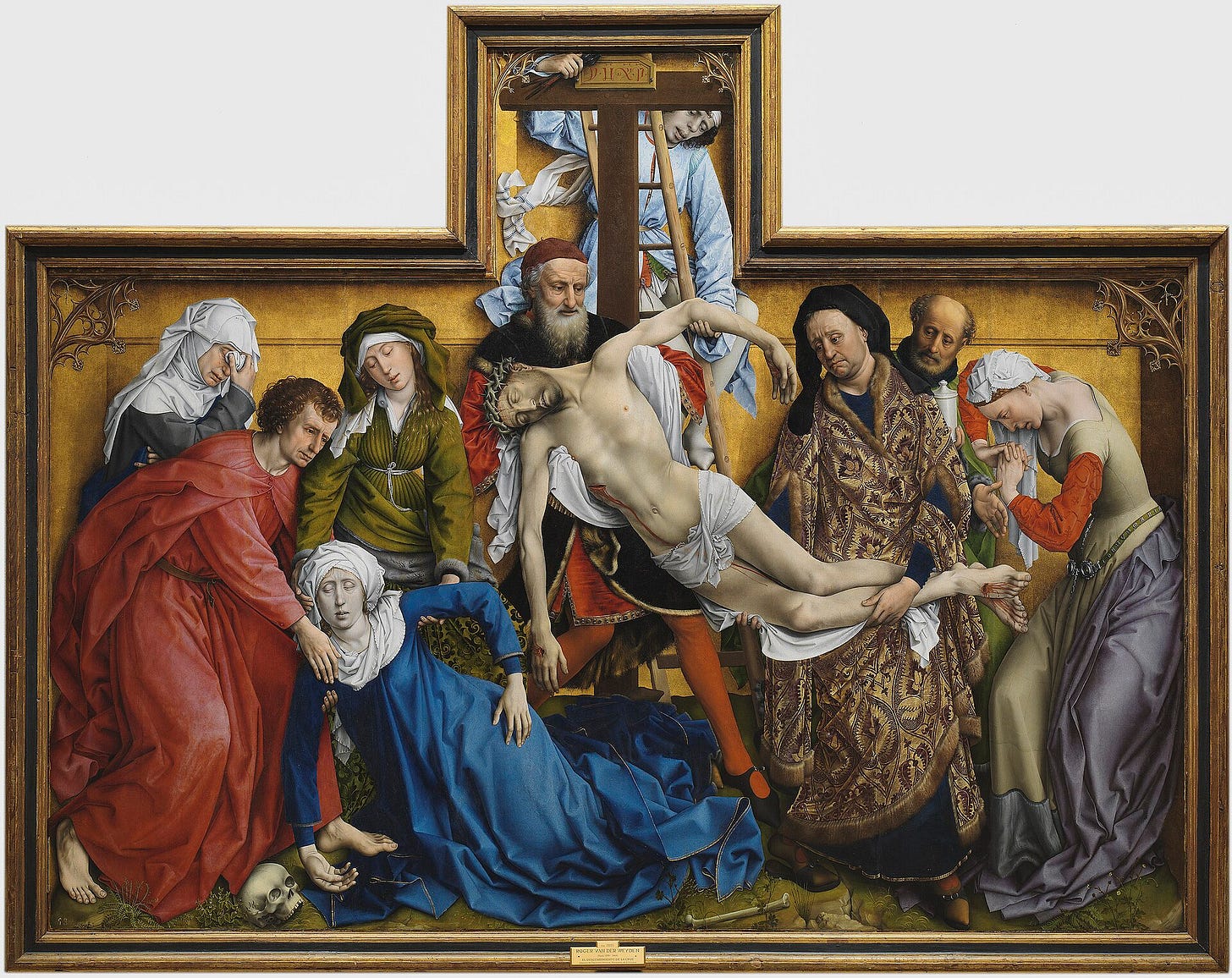 Rogier van der Weyden, The Descent from the Cross, before 1443. Museo del Prado, Madrid. Rogier van der Weyden, The Descent from the Cross, before 1443. Museo del Prado, Madrid.
