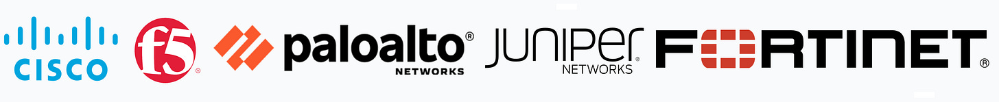Palo Alto Networks, Cisco, Fortinet, F5, Juniper