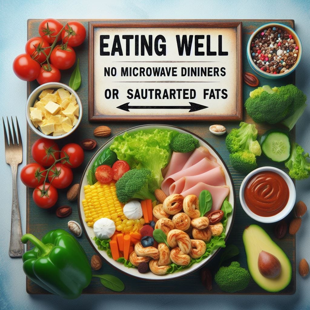 Eating well (no microwave dinners or saturated fats)