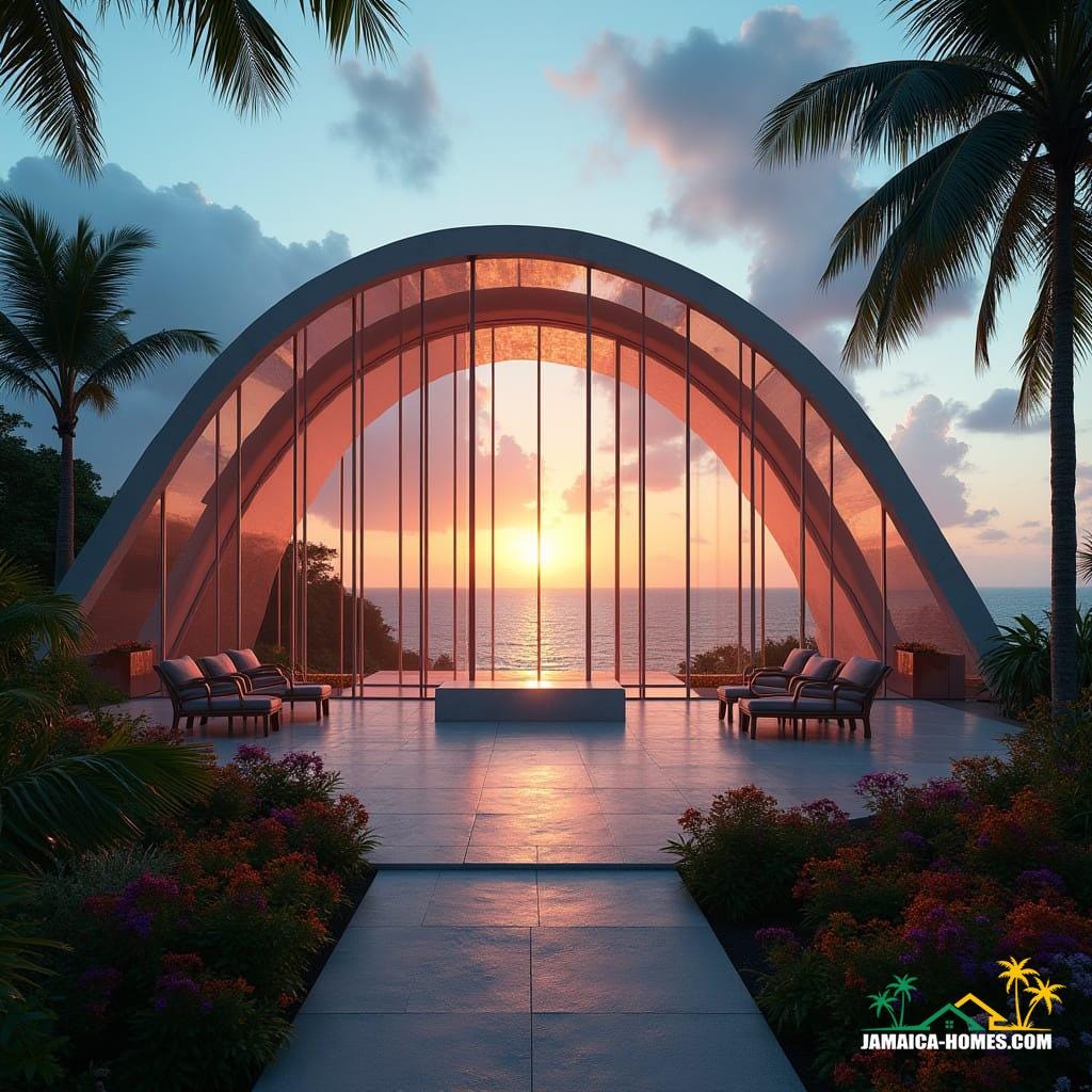 A spectacular glass-walled chapel in Negril, perched above the cliffs