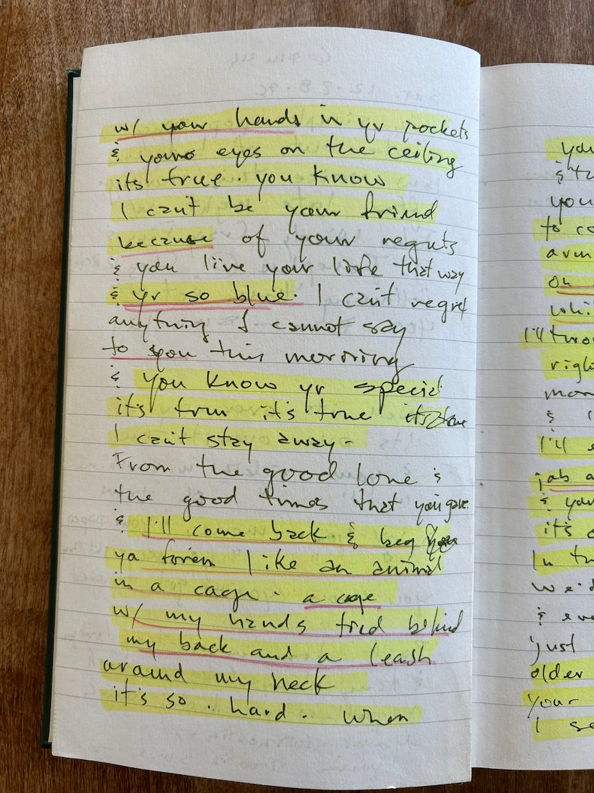 lyrics in journal