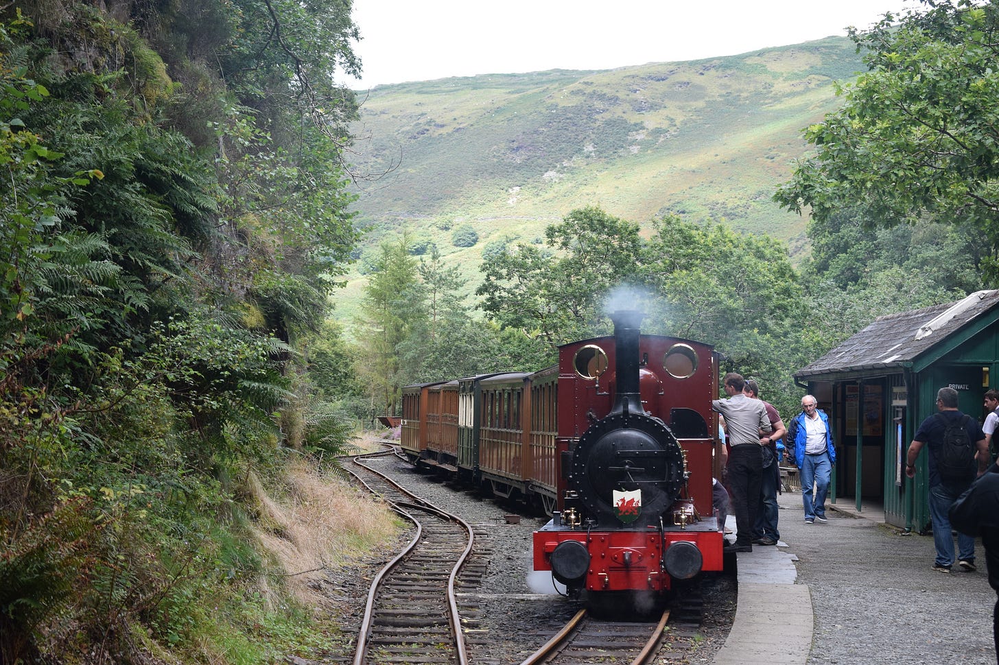 Fletcher, Jennings & Co. 0-4-2 saddle tank loco no. 2 "Dolgoch" at Nant Gwernol.