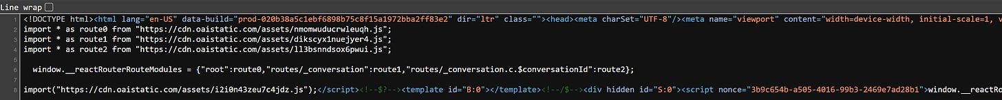 The HTML document of a dynamic web app like ChatGPT The HTML document of a dynamic web app like ChatGPT