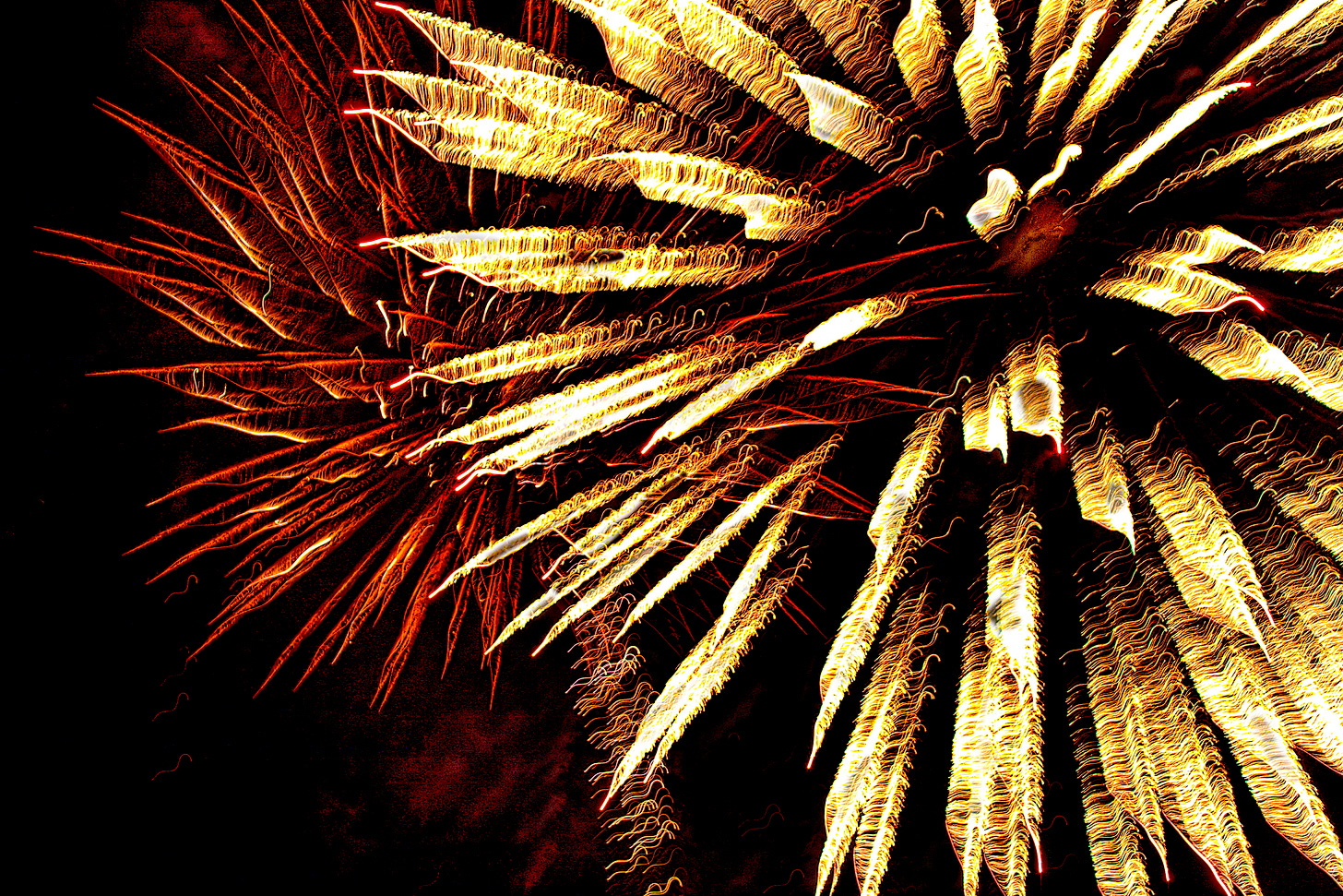 red and gold fireworks bursts