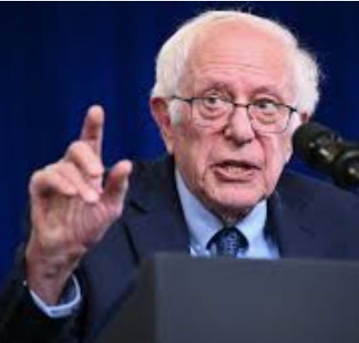 three images of Bernie Sanders
