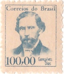Gonçalves Dias (1823-1864). Poeta brasileiro do romantismo, autor da “Canção do Exílio”. Doente e em viagem de retorno ao Brasil, morreu em naufrágio na costa do Maranhão.