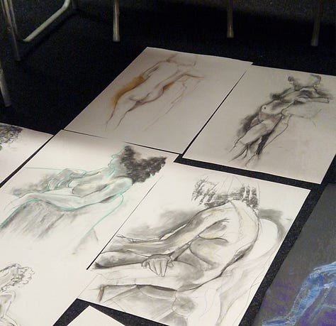 life drawing of nude model in cynon valley cardiff