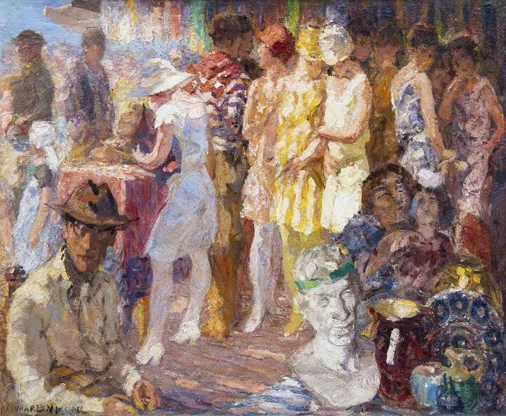 'De antiekmarkt' - olieverf op doek: Willem Vaarzon Morel (herkomst: coll. Kunsthandel Hein A.M. Klaver) 'De antiekmarkt' - olieverf op doek: Willem Vaarzon Morel (herkomst: coll. Kunsthandel Hein A.M. Klaver)