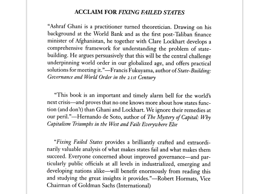 Fixing Failed States Ashraf Ghani blurbs