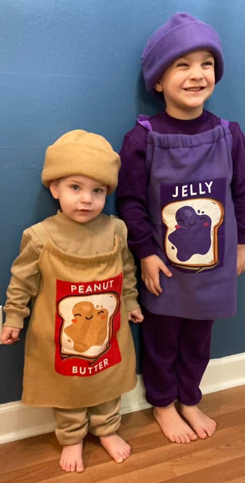 May be an image of 2 people and text that says 'JELLY PEANUT BUTTER'