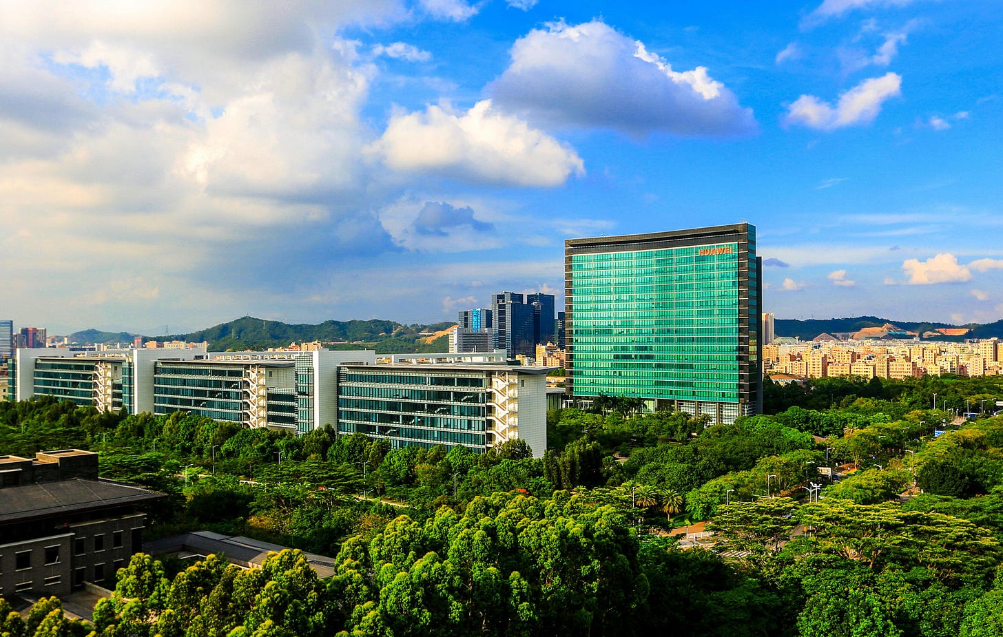 Iconic HQ skyscraper at Bantian base, Shenzhen - Huawei
