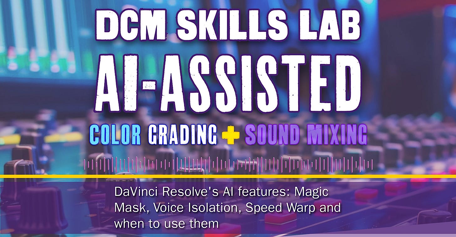 DaVinci Resolve's AI features : Magic Mask, Voice Isolation, Speed Warp