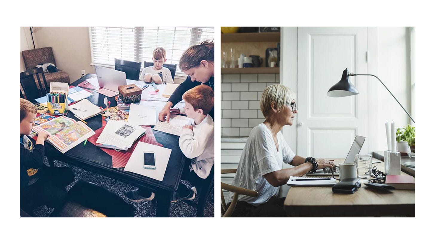 Messy kitchen table vs neat home office