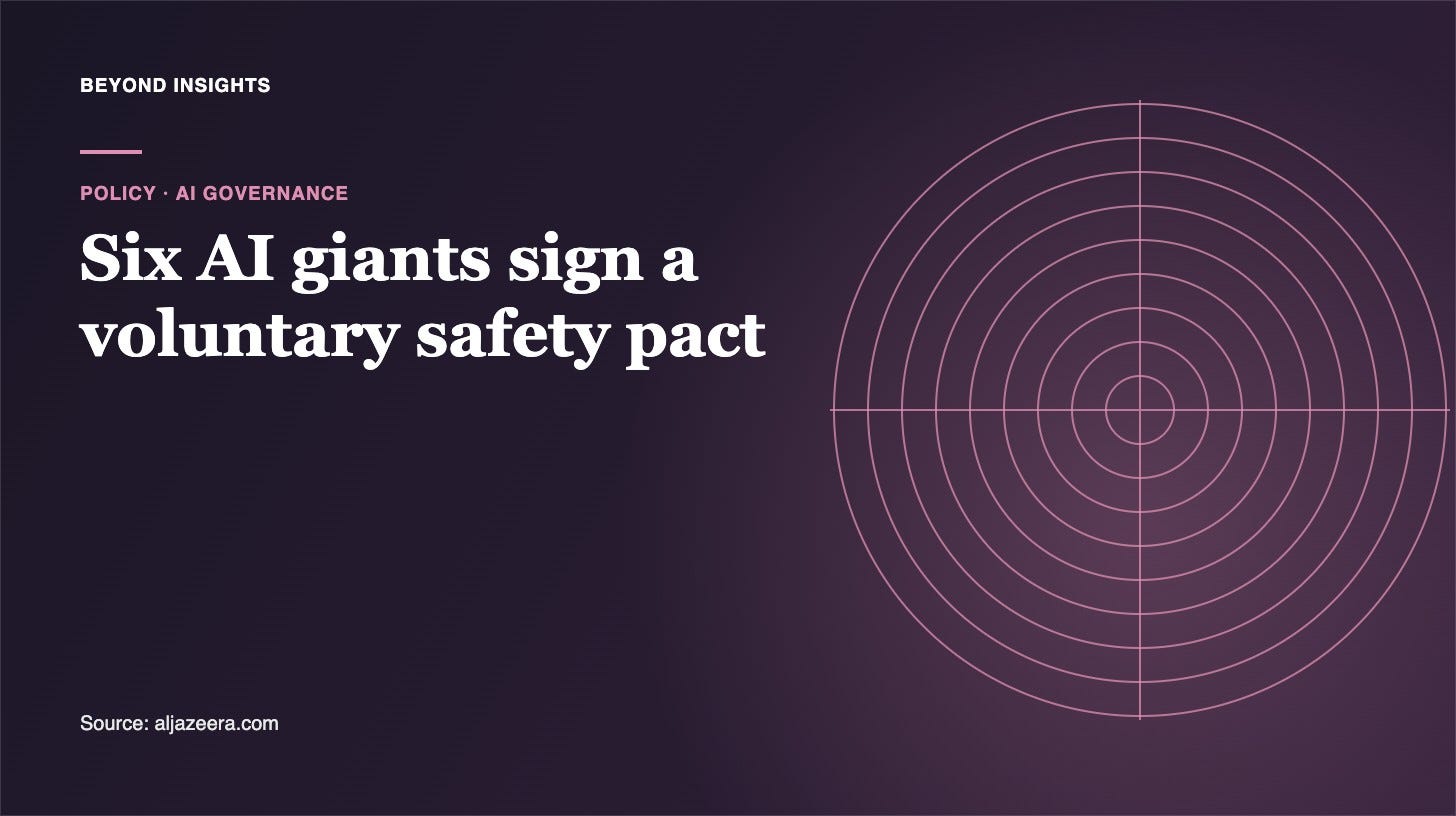 Concentric rings illustration representing the White House voluntary AI safety accord Concentric rings illustration representing the White House voluntary AI safety accord