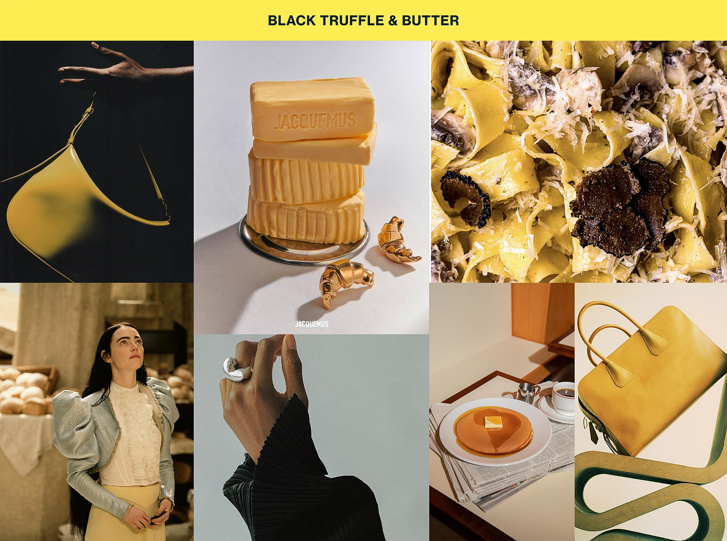 photos of butter yellow and black truffle items